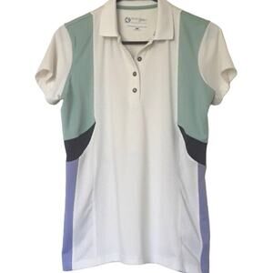 Womens Golf Sz M Multicolor Lightweight Tehama Green Golf Pickleball Polo Shirt